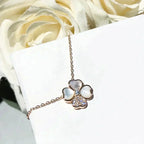 [Demi jewelry]CLOVER MOP DIAMOND ROSE GOLD NECKLACE