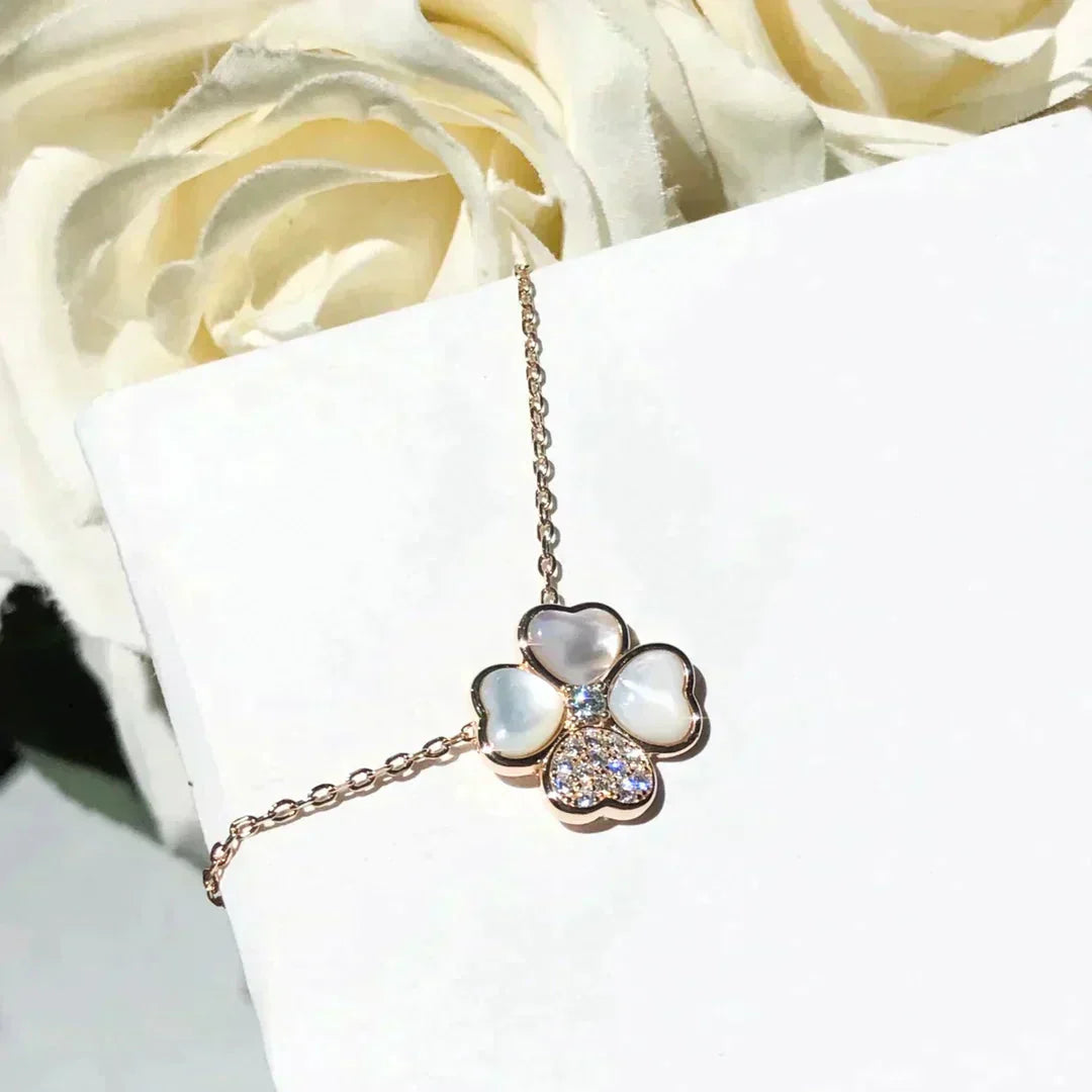 [Demi jewelry]CLOVER MOP DIAMOND ROSE GOLD NECKLACE