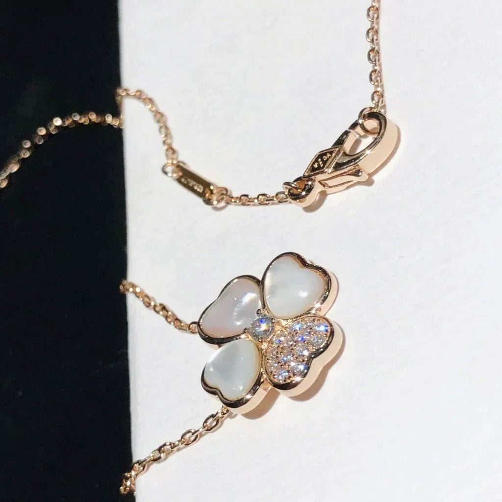 [Demi jewelry]CLOVER MOP DIAMOND ROSE GOLD NECKLACE