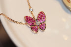 [Demi jewelry]BUTTERFLY RED DIAMOND ROSE GOLD NECKLACE