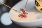 [Demi jewelry]BUTTERFLY RED DIAMOND ROSE GOLD NECKLACE