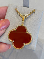 [Demi jewelry]CLOVER 25MM NECKLACE GOLD CARNELIAN