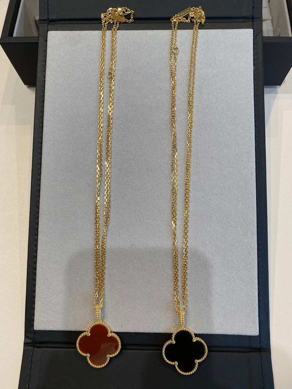 [Demi jewelry]CLOVER 25MM NECKLACE GOLD CARNELIAN