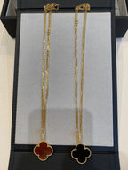 [Demi jewelry]CLOVER 25MM NECKLACE GOLD CARNELIAN