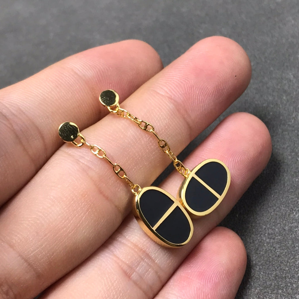 [Demi jewelry]CHAINE VERSO BLACK CERAMIC SILVER EARRINGS