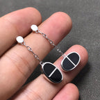 [Demi jewelry]CHAINE VERSO BLACK CERAMIC SILVER EARRINGS