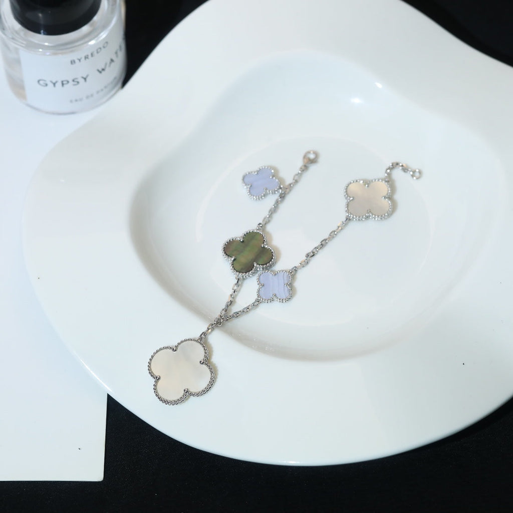 [Demi jewelry]CLOVER BRACELET 5 MOTIFS MOP CHALCEDONY SILVER