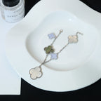 [Demi jewelry]CLOVER BRACELET 5 MOTIFS MOP CHALCEDONY SILVER