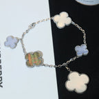 [Demi jewelry]CLOVER BRACELET 5 MOTIFS MOP CHALCEDONY SILVER