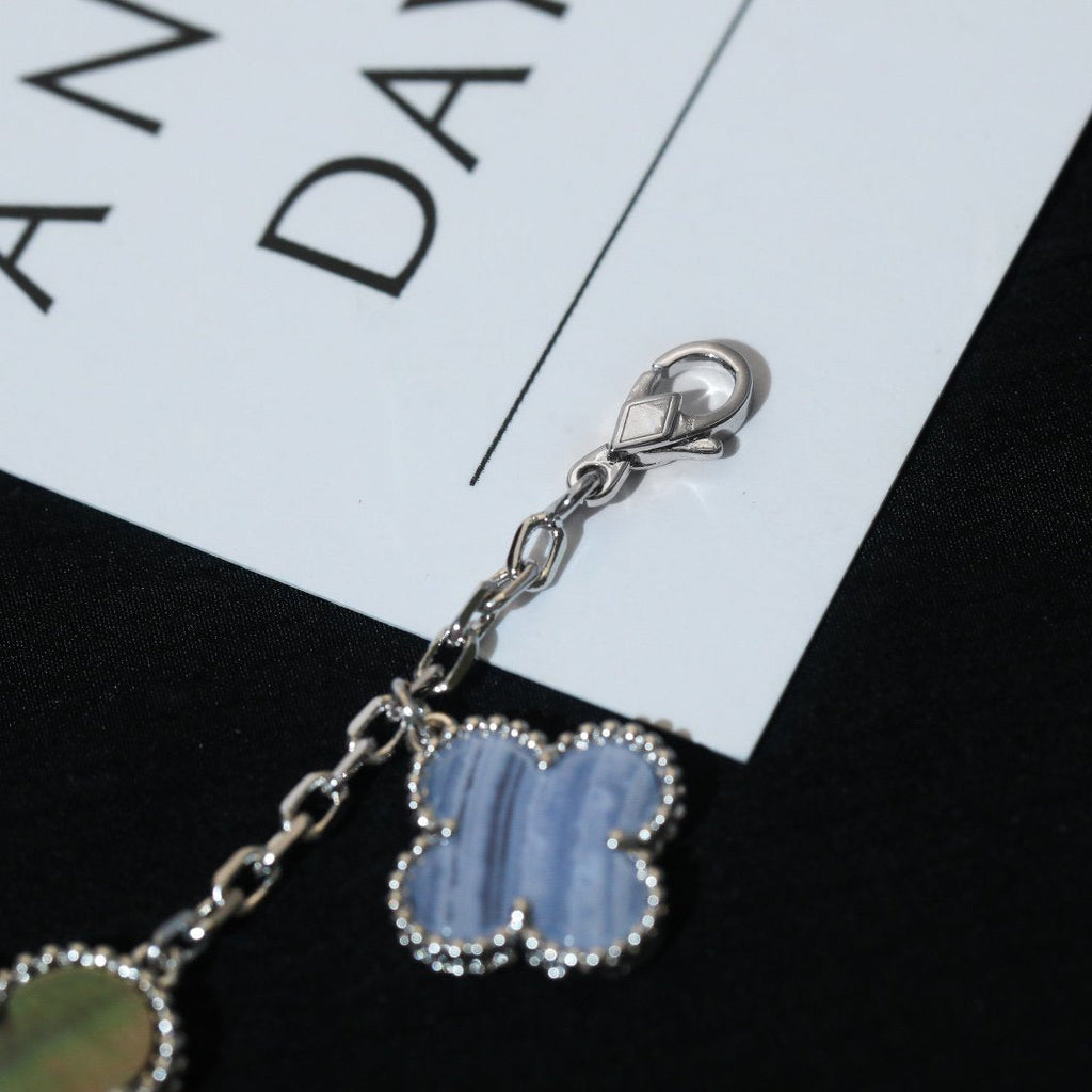 [Demi jewelry]CLOVER BRACELET 5 MOTIFS MOP CHALCEDONY SILVER