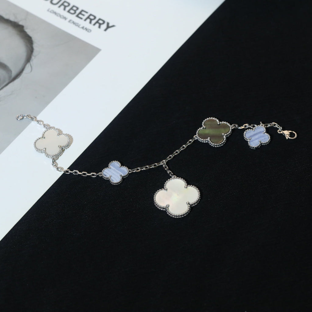 [Demi jewelry]CLOVER BRACELET 5 MOTIFS MOP CHALCEDONY SILVER