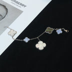 [Demi jewelry]CLOVER BRACELET 5 MOTIFS MOP CHALCEDONY SILVER