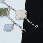 [Demi jewelry]CLOVER BRACELET 5 MOTIFS MOP CHALCEDONY SILVER