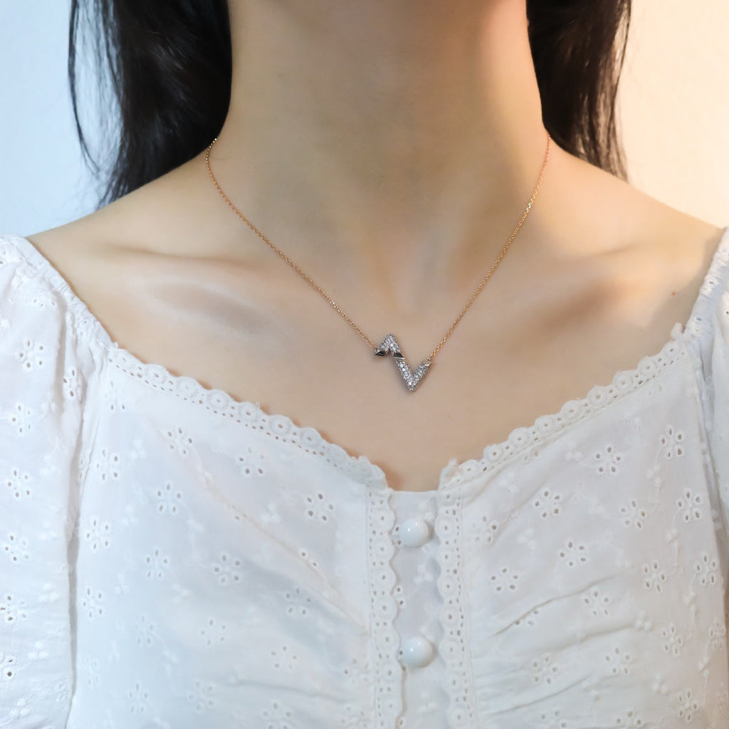 [Demi jewelry]VOLT SILVER DIAMOND PEDANT NECKLACE