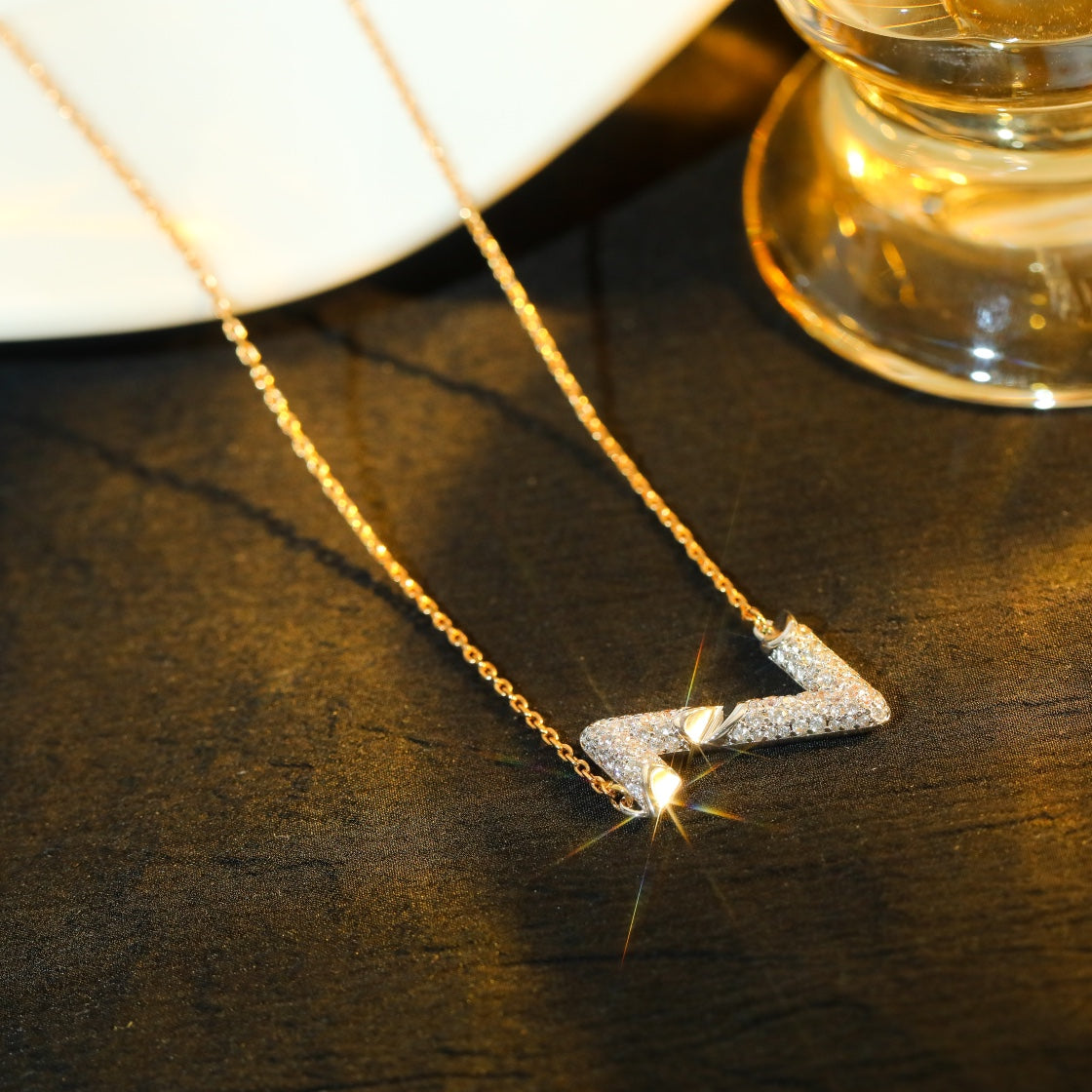 [Demi jewelry]VOLT SILVER DIAMOND PEDANT NECKLACE