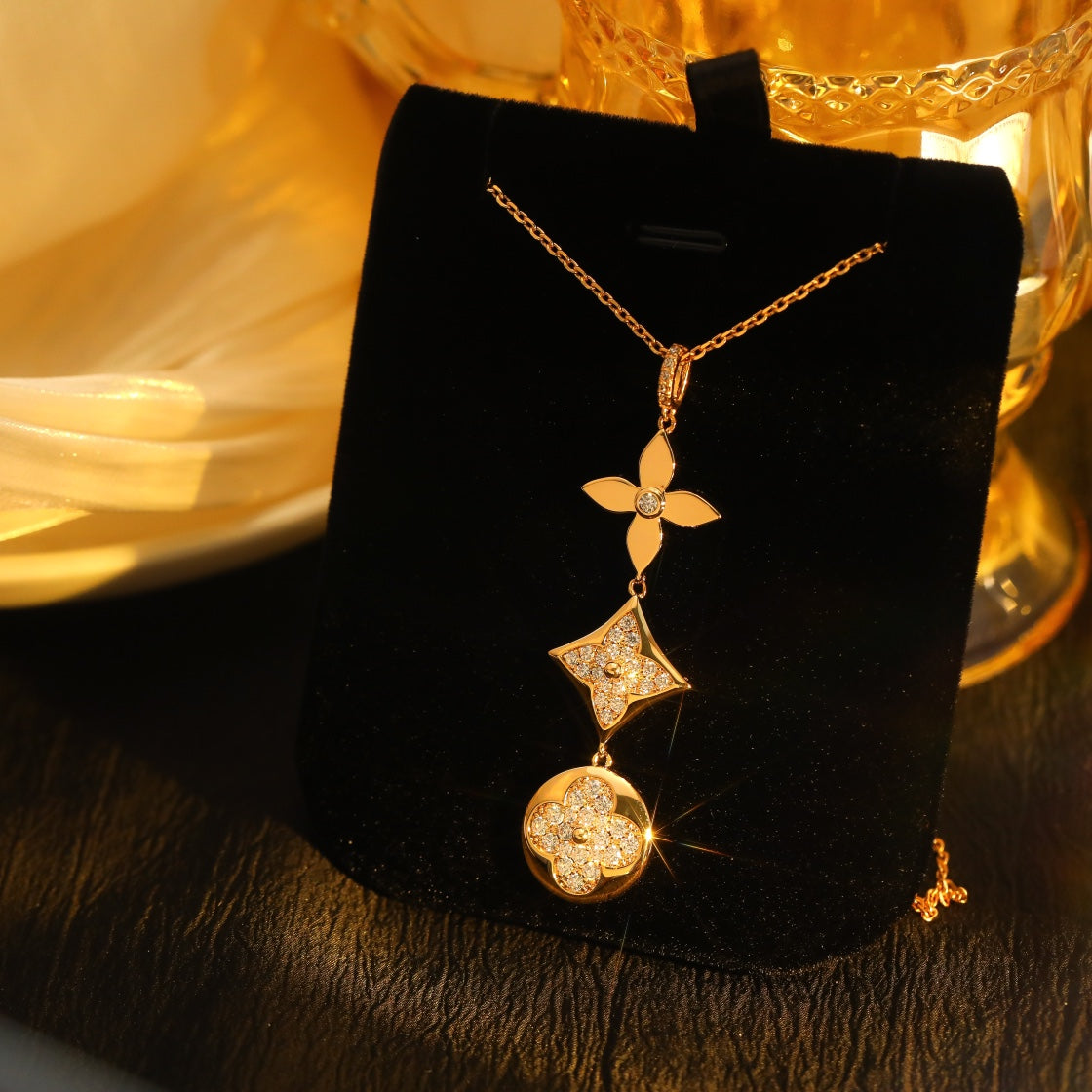 [Demi jewelry]STAR AND SUN DIAMOND PINK GOLD NECKLACE
