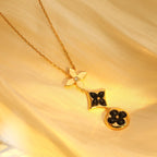 [Demi jewelry]STAR AND SUN ONYX PINK GOLD NECKLACE