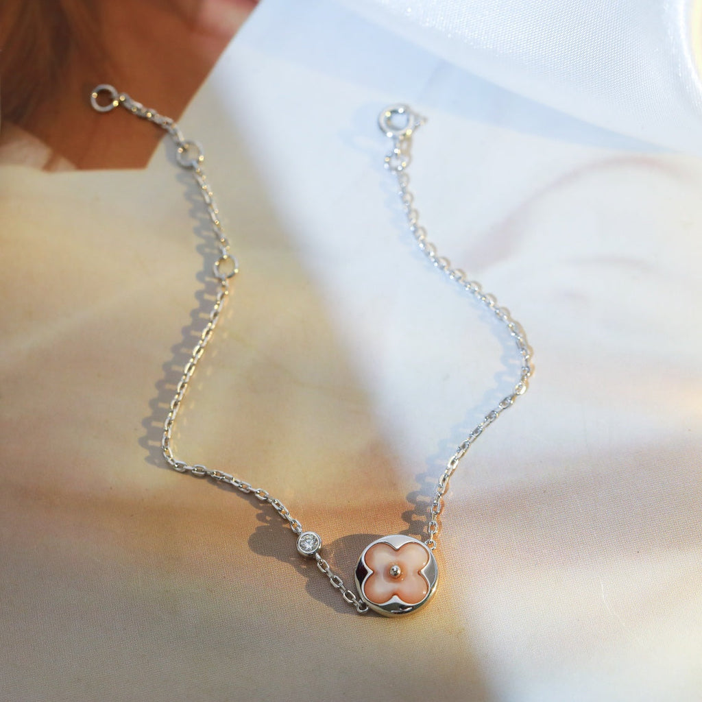 [Demi jewelry]SUN MOTIF PINK MOP SILVER BRACELET