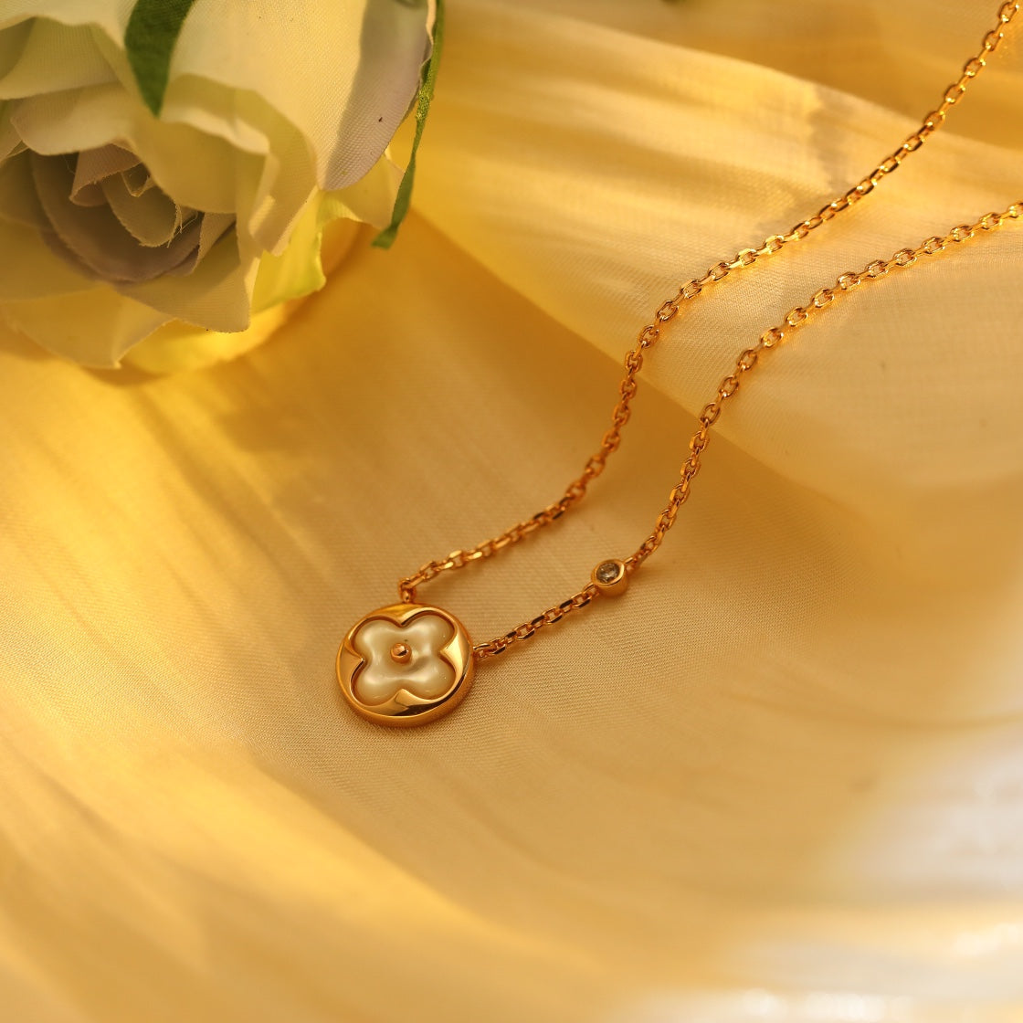 [Demi jewelry]SUN PEDANT PINK GOLD 1 DIAMOND NECKLACE