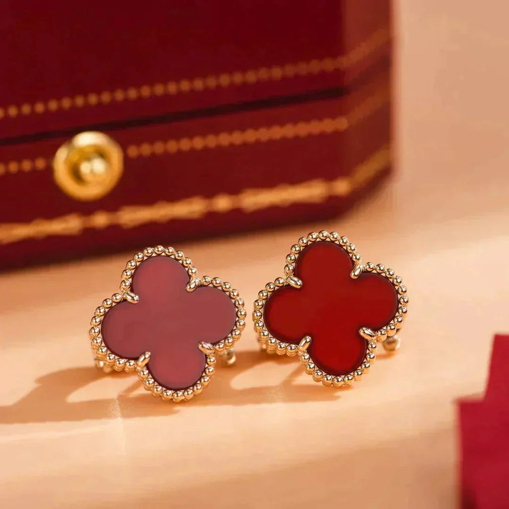 [Demi jewelry]CLOVER MEDIUM 1 MOTIFS CARNELIAN  EARRINGS