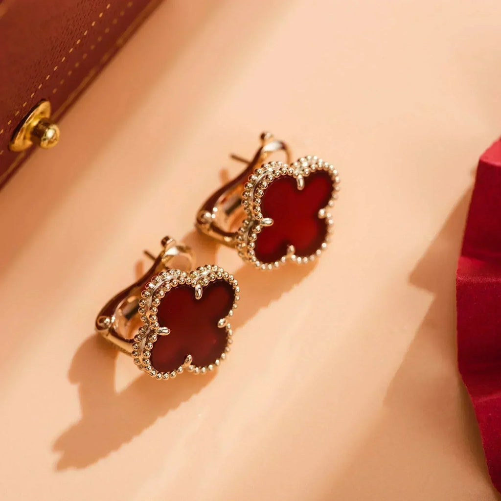 [Demi jewelry]CLOVER MEDIUM 1 MOTIFS CARNELIAN  EARRINGS
