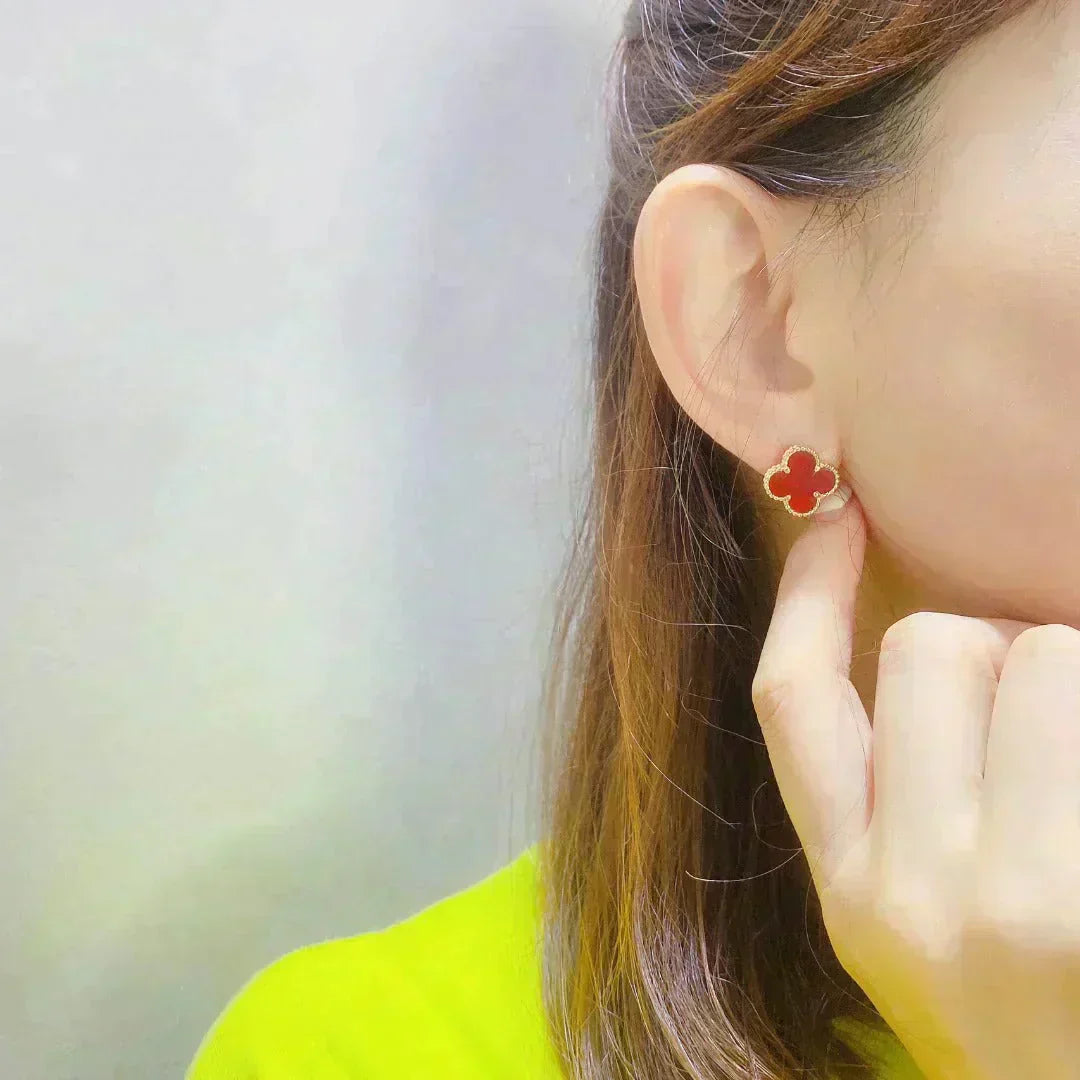[Demi jewelry]CLOVER MEDIUM 1 MOTIFS CARNELIAN  EARRINGS
