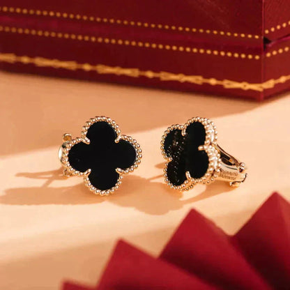 [Mystic]CLOVER MEDIUM 1 MOTIFS  ONYX STUD EARRINGS