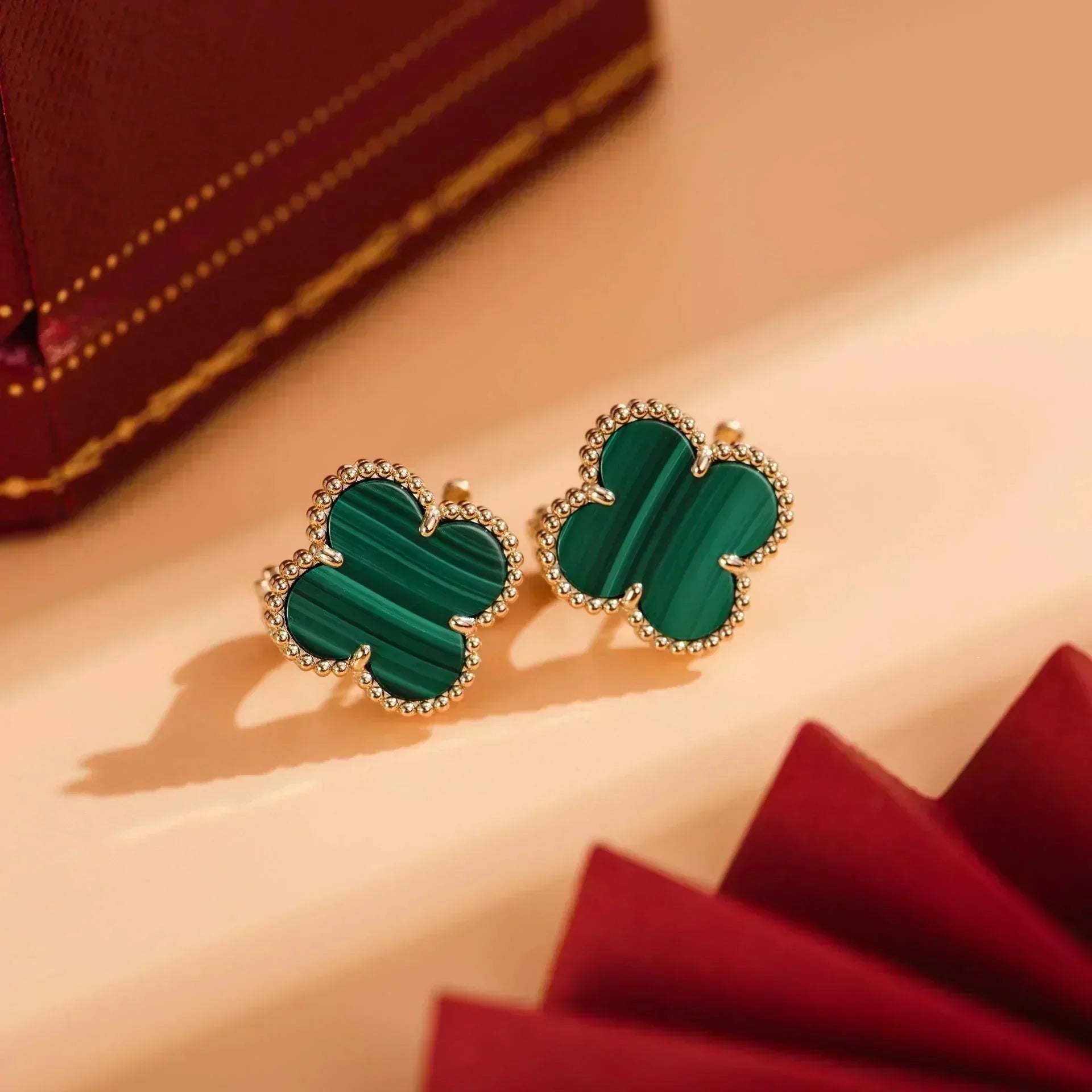 [Demi jewelry]CLOVER MEDIUM 1 MOTIFS MALACHITE  EARRINGS