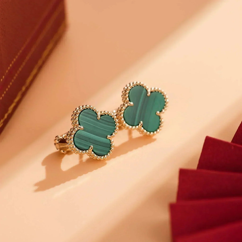 [Demi jewelry]CLOVER MEDIUM 1 MOTIFS MALACHITE  EARRINGS