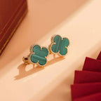 [Demi jewelry]CLOVER MEDIUM 1 MOTIFS MALACHITE  EARRINGS