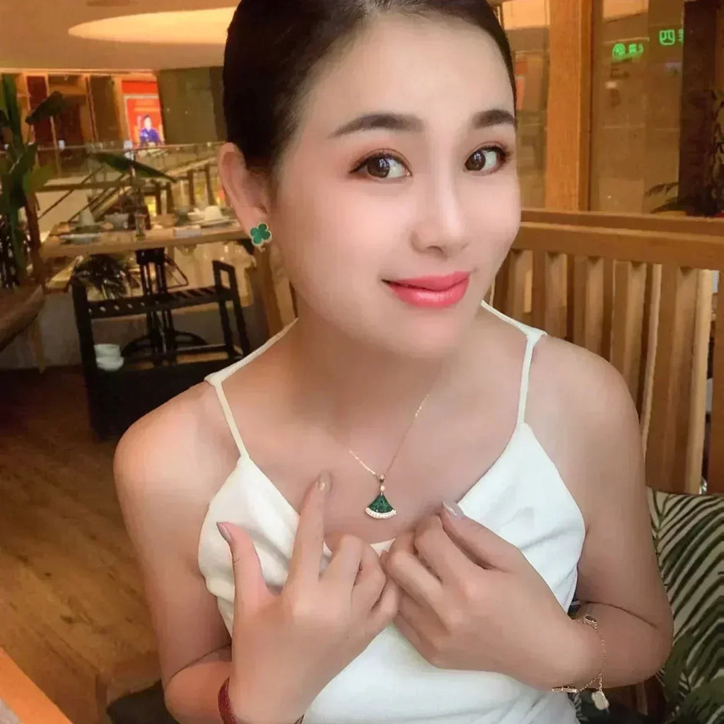 [Demi jewelry]CLOVER MEDIUM 1 MOTIFS MALACHITE  EARRINGS