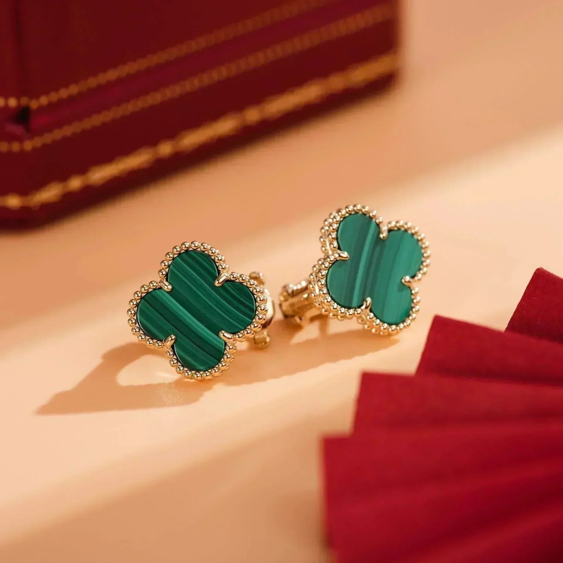 [Demi jewelry]CLOVER MEDIUM 1 MOTIFS MALACHITE  EARRINGS