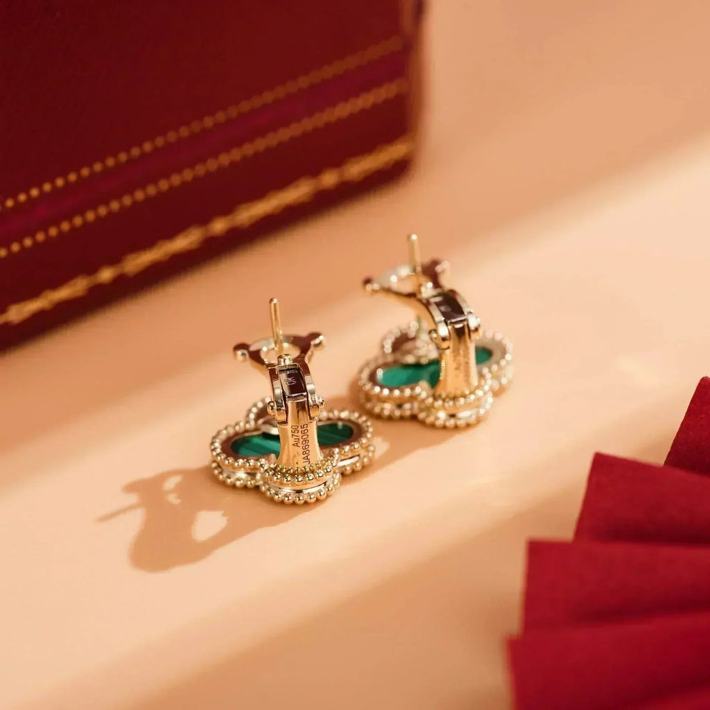 [Demi jewelry]CLOVER MEDIUM 1 MOTIFS MALACHITE  EARRINGS