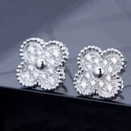 [Demi jewelry]CLOVER 1 MOTIFS DIAMOND STUD EARRINGS SILVER