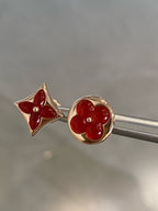 [Demi jewelry]STAR AND SUN PINK GOLD CARNELIAN STUD EARRINGS