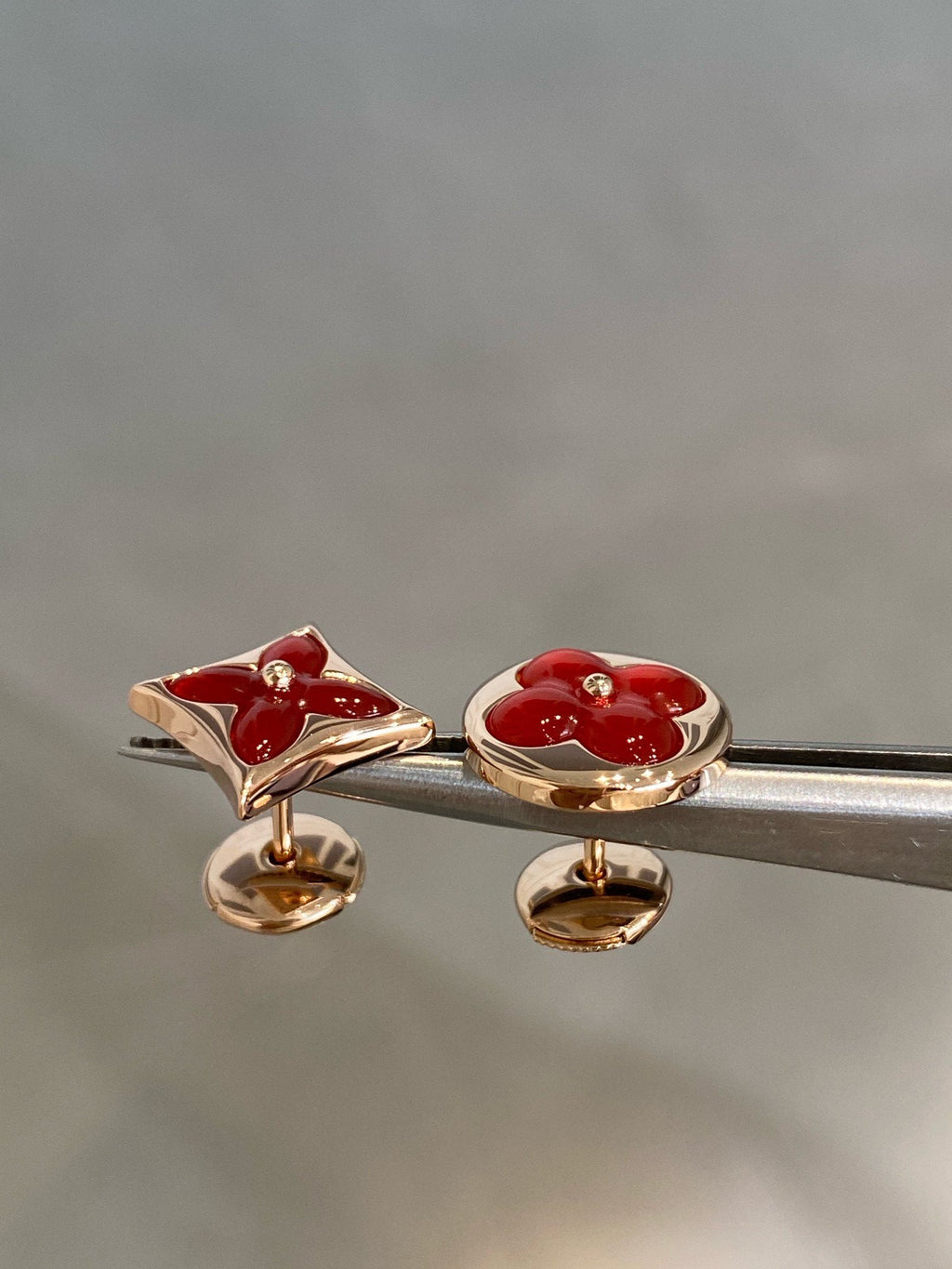 [Demi jewelry]STAR AND SUN PINK GOLD CARNELIAN STUD EARRINGS