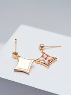 [Demi jewelry]DOUBLE STAR PINK GOLD MOP DROP EARRINGS