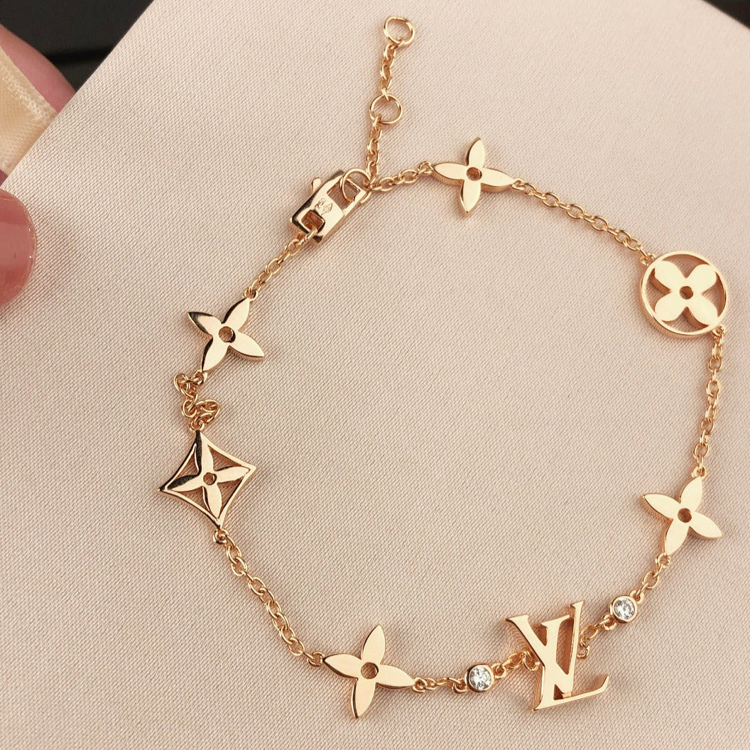 [Demi jewelry]STAR AND SUN 7 MOTIFS GOLD BRACELET