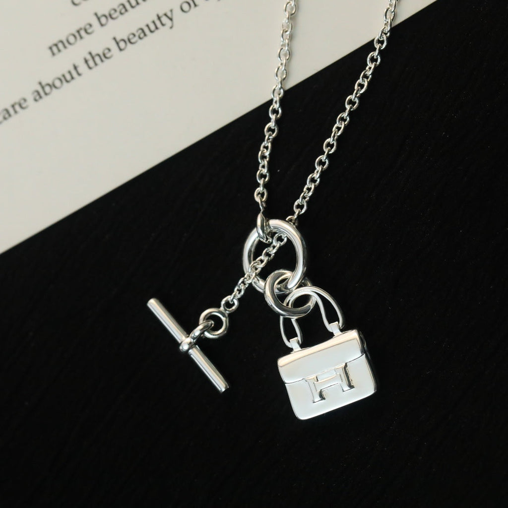 [Demi jewelry]POP H PEDANT SILVER NECKLACE