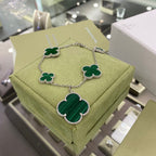 [Demi jewelry]CLOVER 5 MOTIFS SIVLER MALACHITE BRACELET