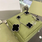 [Demi jewelry]CLOVER 5 MOTIFS SIVLER ONYX BRACELET