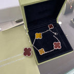 [Demi jewelry]CLOVER 5 MOTIFS SIVLER CARNELIAN TIGER EYE BRACELET