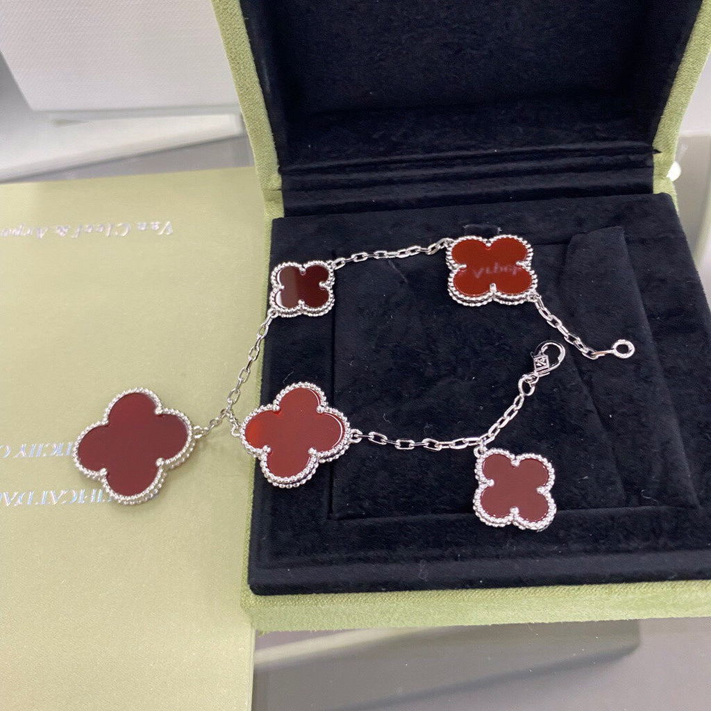 [Demi jewelry]CLOVER 5 MOTIFS SIVLER CARNELIAN BRACELET