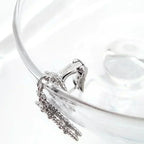 [Demi jewelry]CLOVER 2 MOTIFS  DIAMOND ONYX EARRINGS SILVER