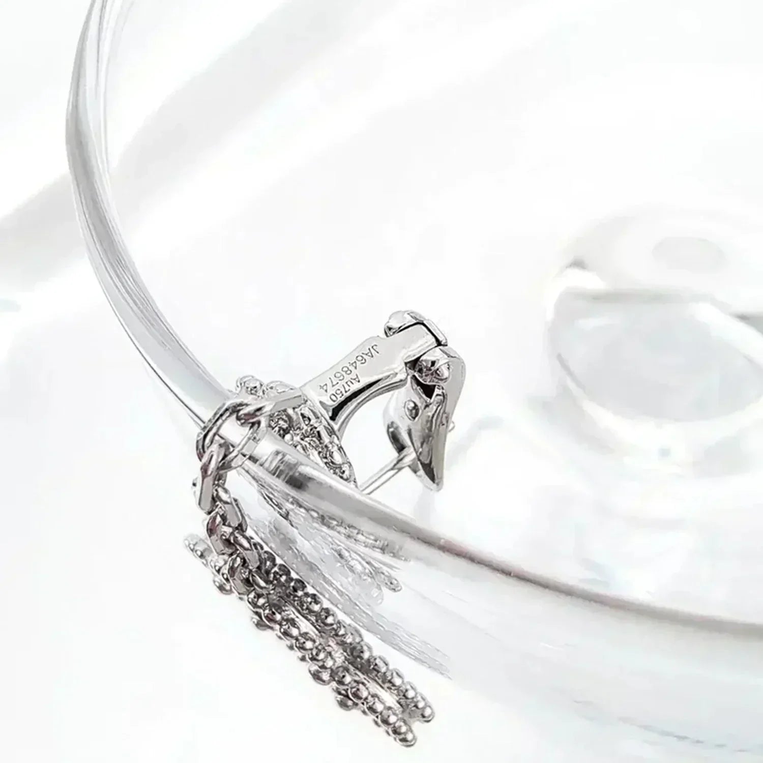 [Demi jewelry]CLOVER 2 MOTIFS  DIAMOND ONYX EARRINGS SILVER