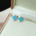 [Demi jewelry]CLOVER MINI 9.5MM ONYX STUD EARRINGS SILVER