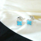 [Demi jewelry]CLOVER MINI 9.5MM ONYX STUD EARRINGS SILVER