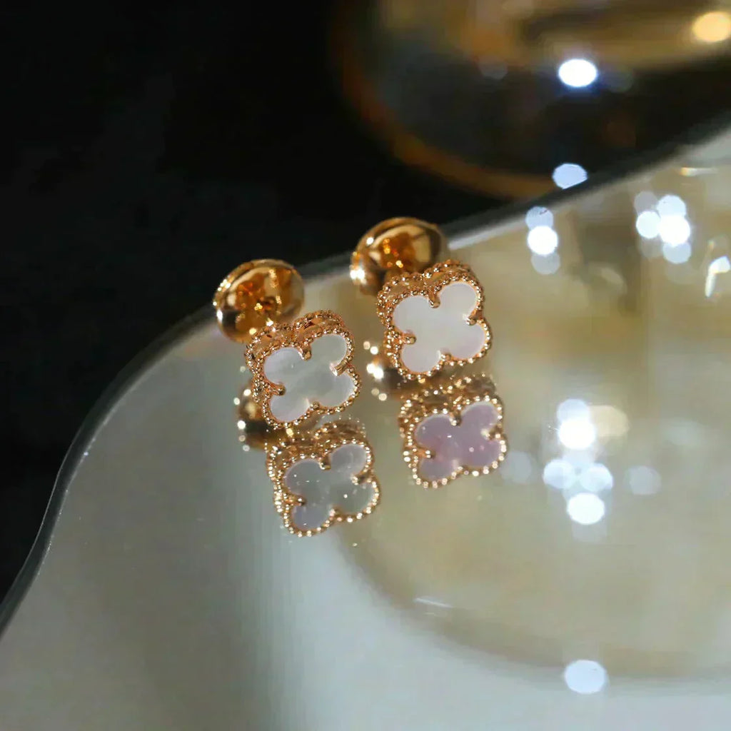 [Demi jewelry]CLOVER MINI 9.5MM WHITE MOP EARRINGS