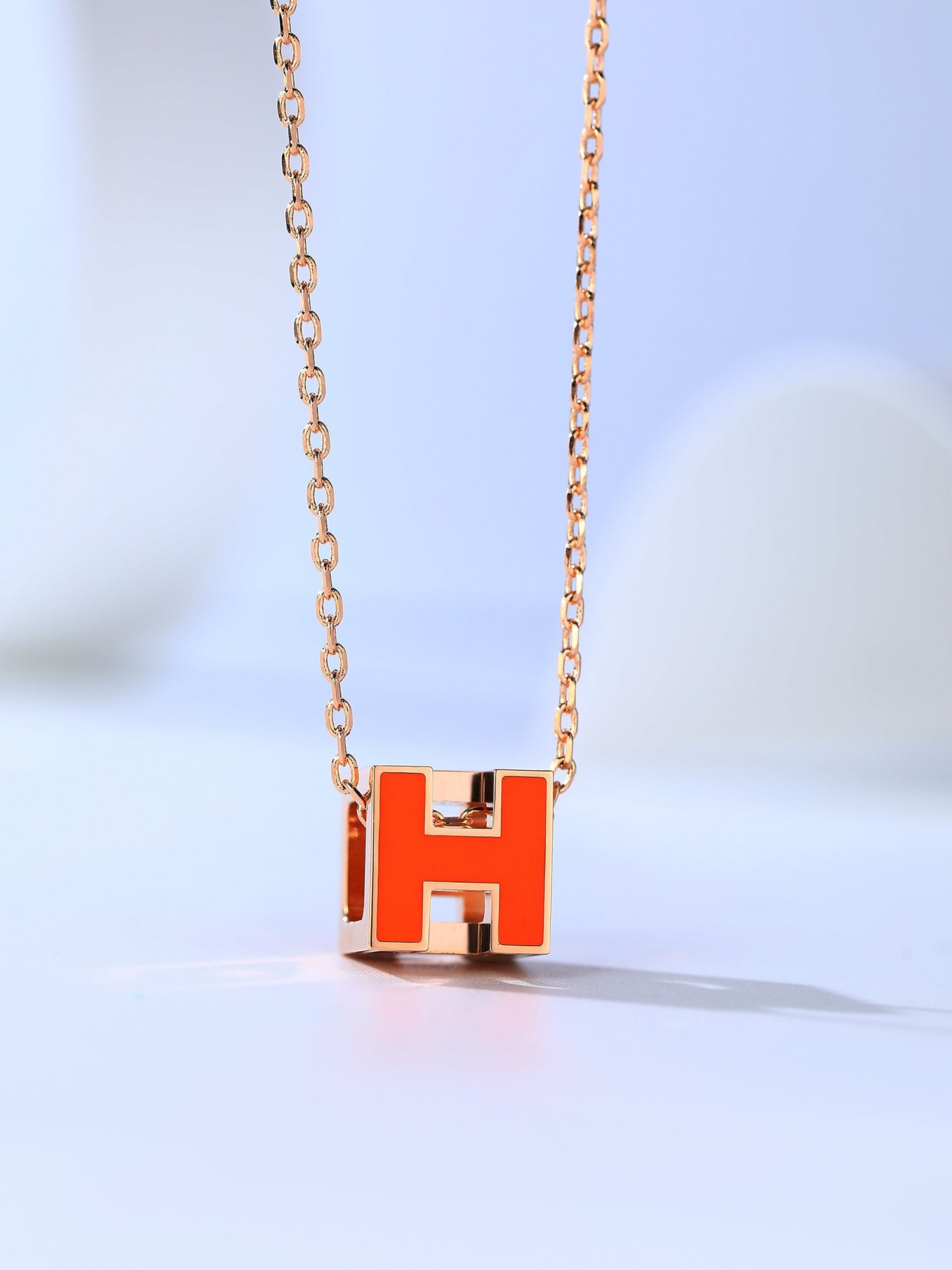 [Demi jewelry]H CAGE PINK GOLD NECKLACE