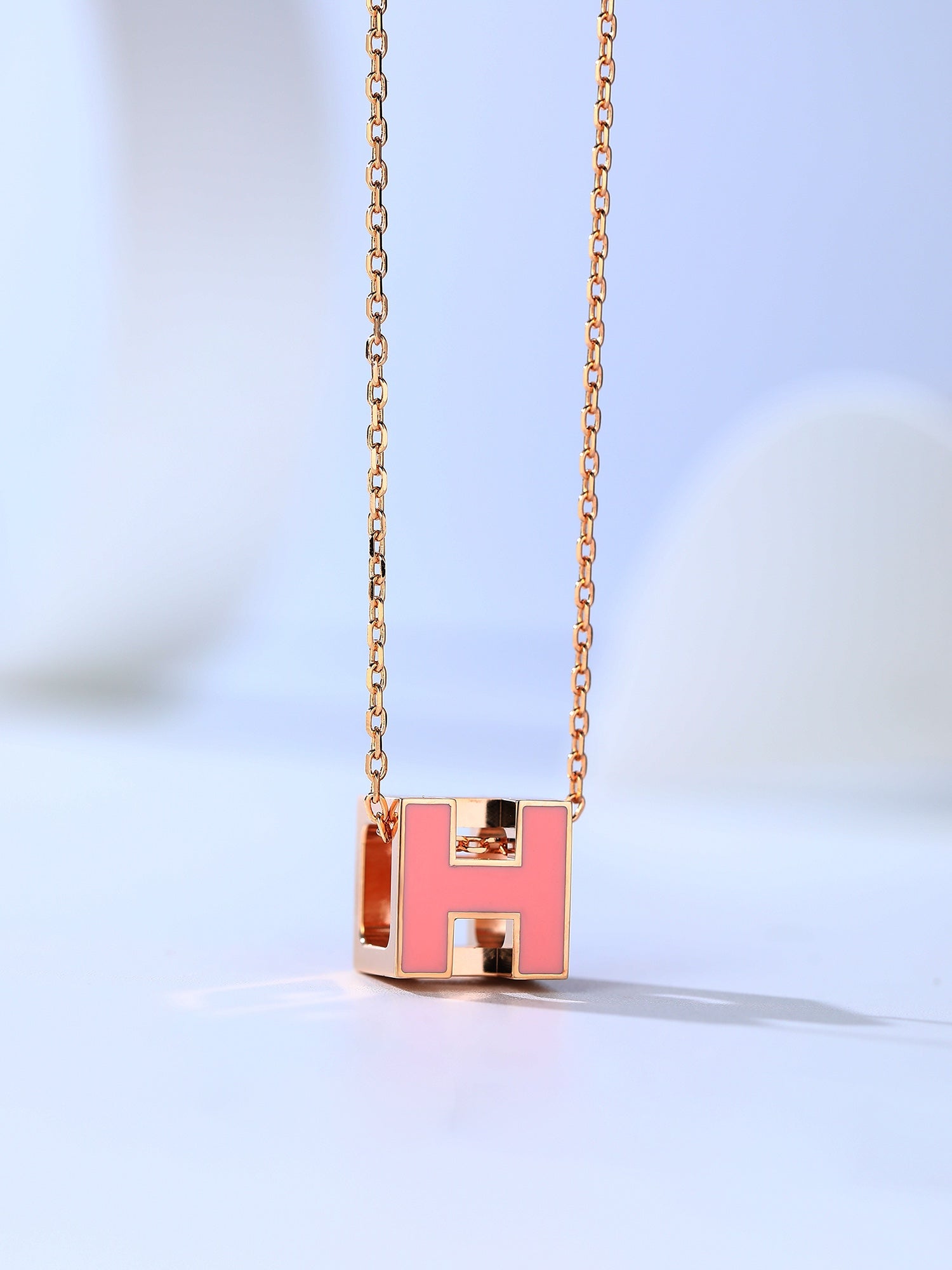 [Demi jewelry]H CAGE PINK GOLD NECKLACE